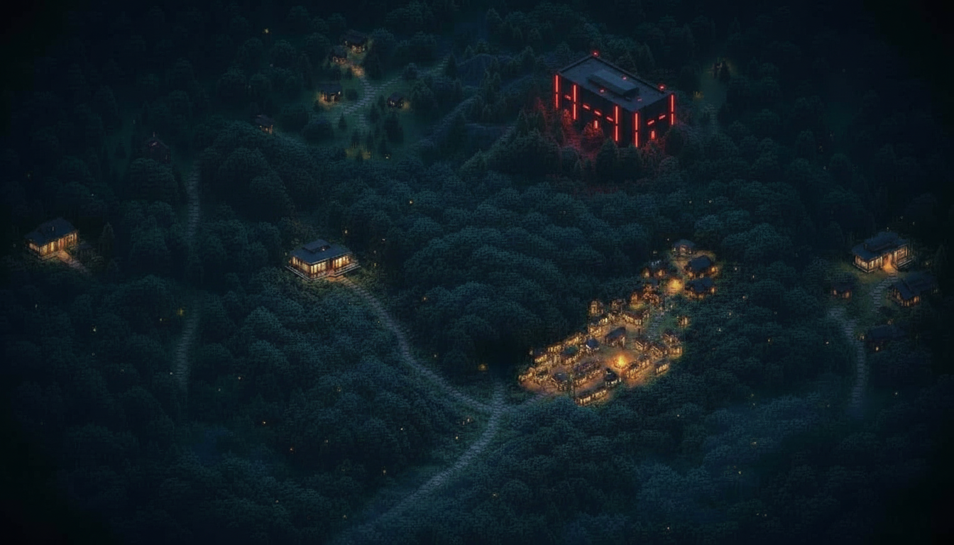 The illuminated village and red Citadel from Rise of Akami